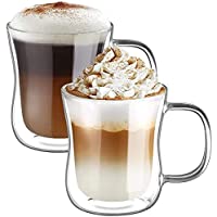 Los mejores  - Ecooe Doble Pared de Vidrio de Borosilicato Tazas para el Té Café con Leche Latte Capuchino Jugo 2x350ml